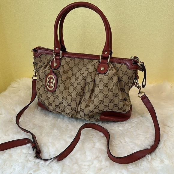 💯Authentic Gucci Canvas Brown and Red Women's Bag🍀 - Picture 3 of 15